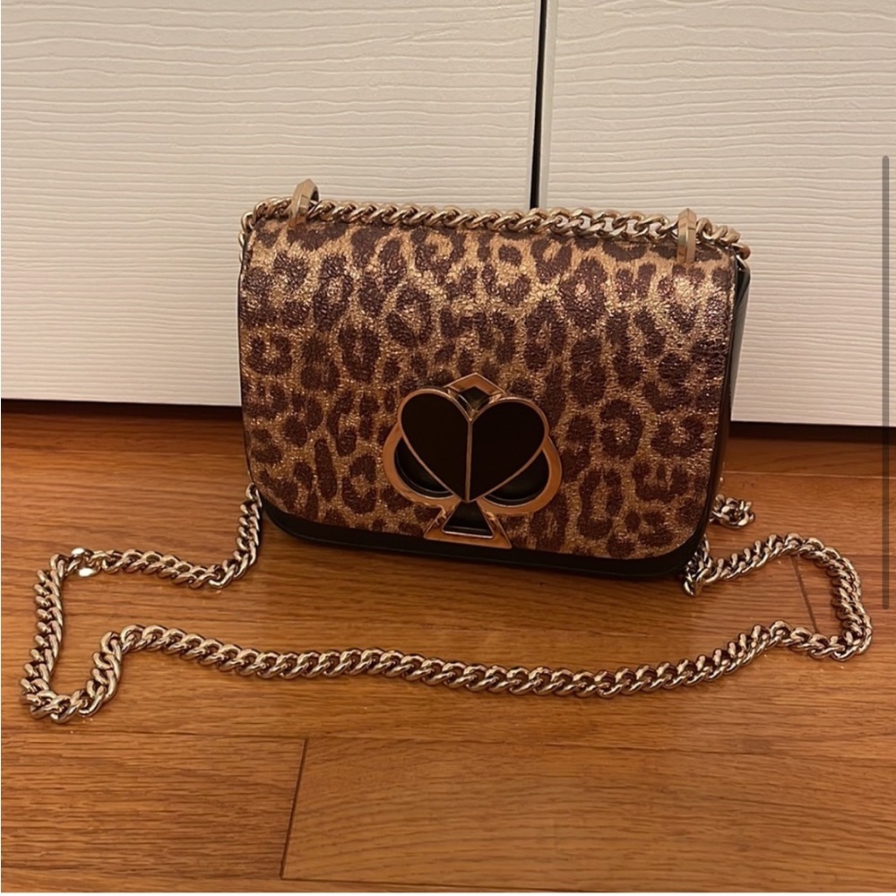 Kate Spade Nicola Metallic Leopard Twistlock Small Convertible Shoulder Bag